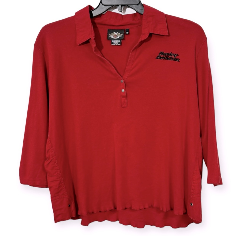 Harley Davidson‎ Women’s Motorcycle 3/4 Sleeve Polo Size 2X. 23.5PTP. 24L.